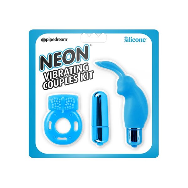 Pipedream Neon Vibrating Couples Kit Blue