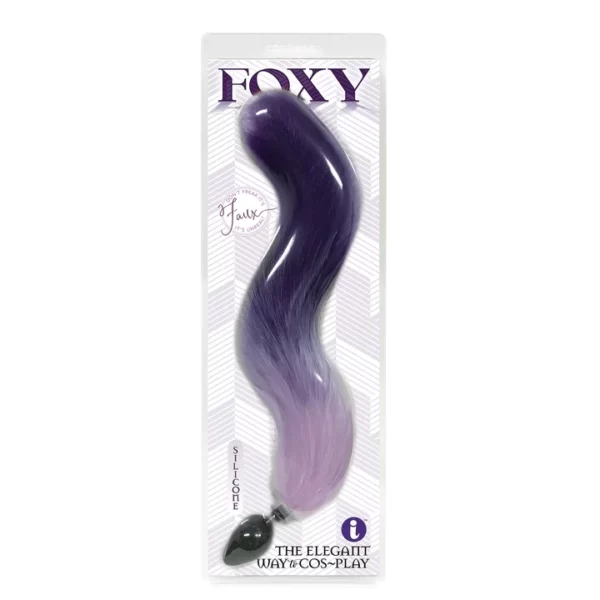 Foxy, Silicone Fox Tail, Butt Plug, Purple Gradient