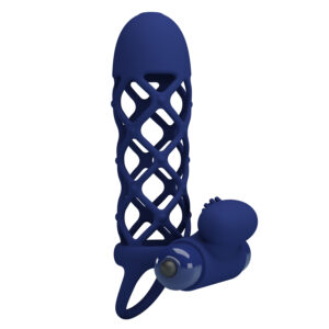 BAILE PRETTY LOVE GIANN VIBRATING COCK RING & SLEEVE BLU