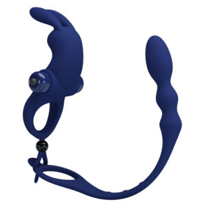BAILE PRETTY LOVE AYAD VIBRATING COCK RING & PLUG  BLUE