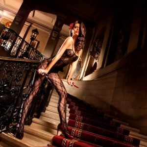 Baci Flower Lace Bodystocking Black