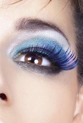 Baci Black Blue Feather Eyelashes