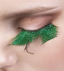 Baci Black Green Feather Eyelashes