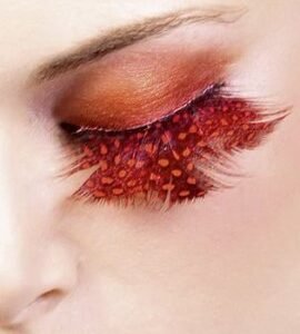 Baci Orange Red Feather Eyelashes
