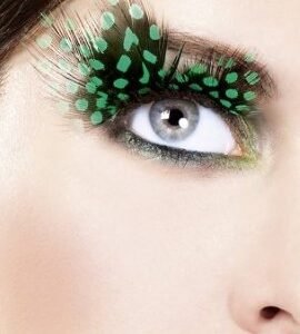 Baci Black Green Feather Eyelashes