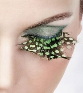 Baci Black Green Feather Eyelashes